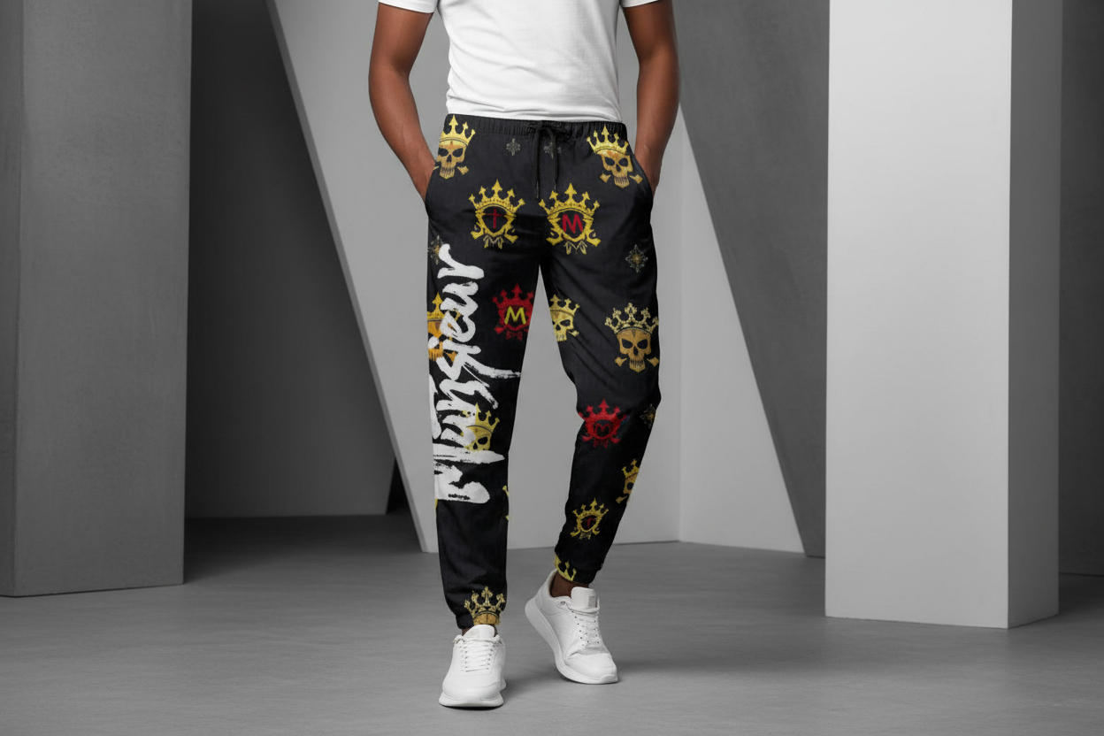 Men's Athletic Joggers - All-Over Print Cotton