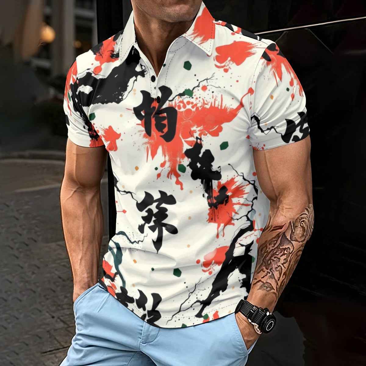 MUNSIEUR All-Over Print Men's Polo Tee