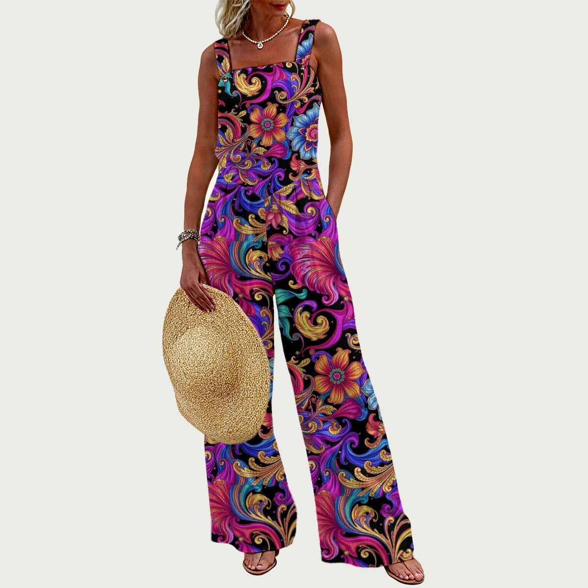 MUNSIEUR All-Over Print Women's Wide-Leg Jumpsuit