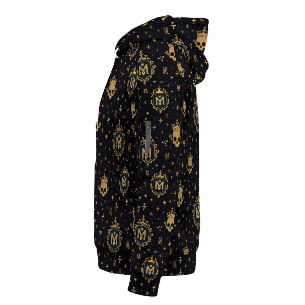 Men's Half-Zip Fleece Hoodie - All-Over Print with Arm Pockets