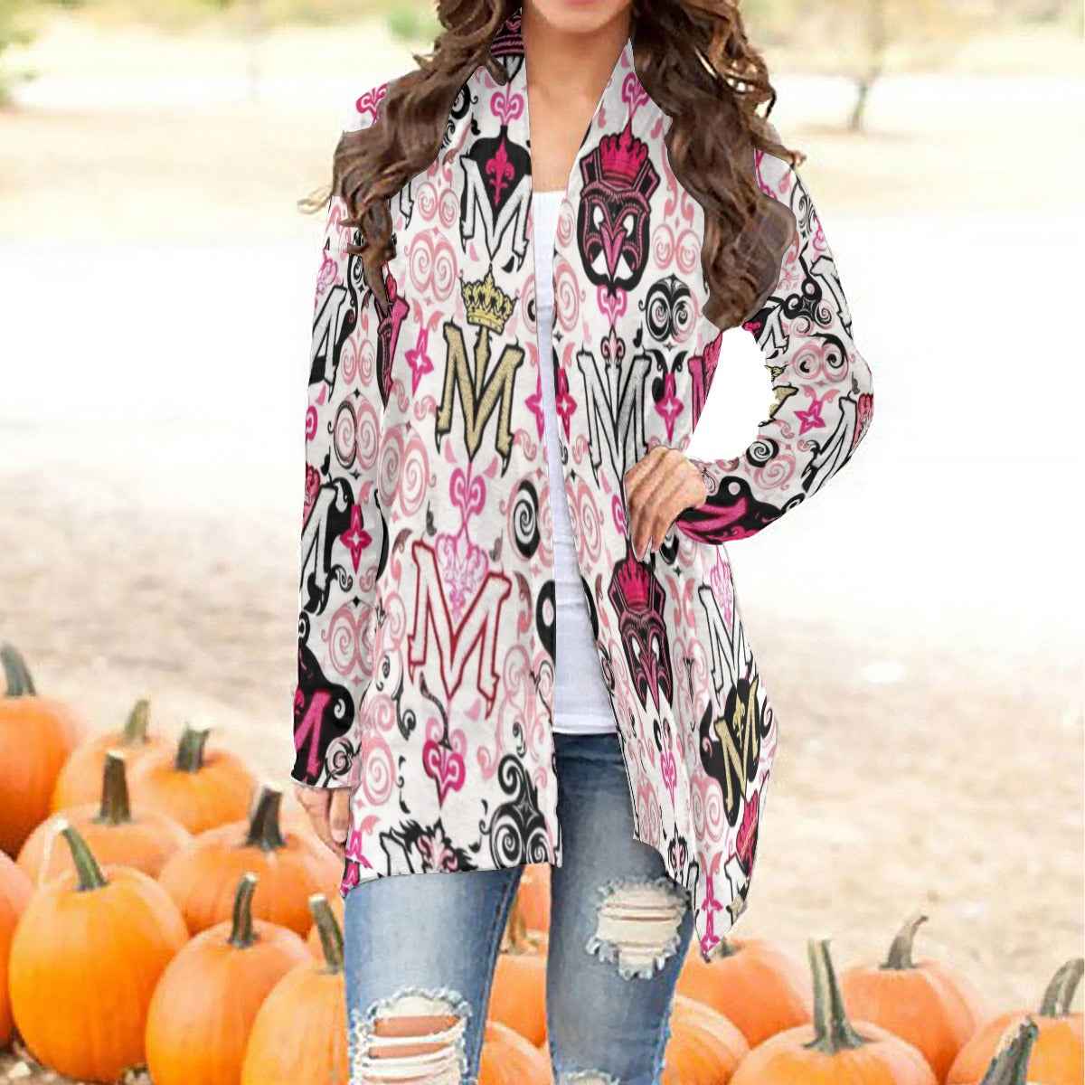 MUNSIEUR All-Over Print Women's Cardigan With Long Sleeve Sweater