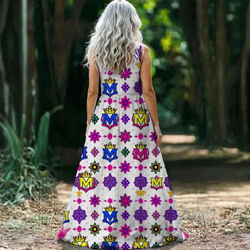 MUNSIEUR All-Over Print Women’s Sleeveless Maxi Light Weight Flowy Dress