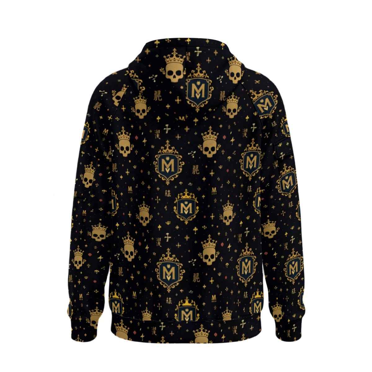 Men's Half-Zip Fleece Hoodie - All-Over Print with Arm Pockets