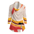 MUNSIEUR All-Over Print Women's Draped Long Sleeve Blouse