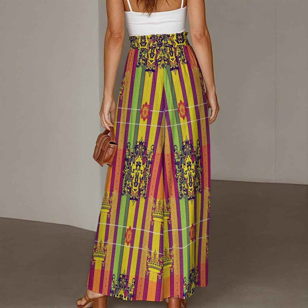 All-Over Print Women's Ruffled Wide-Leg Jeans Sweats Summertime Boho Flowy