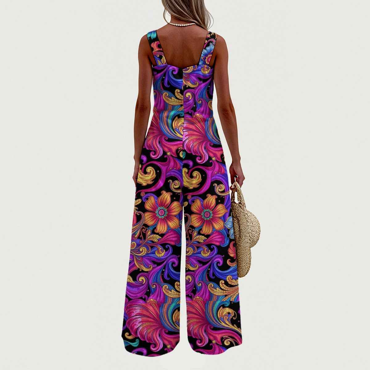 MUNSIEUR All-Over Print Women's Wide-Leg Jumpsuit