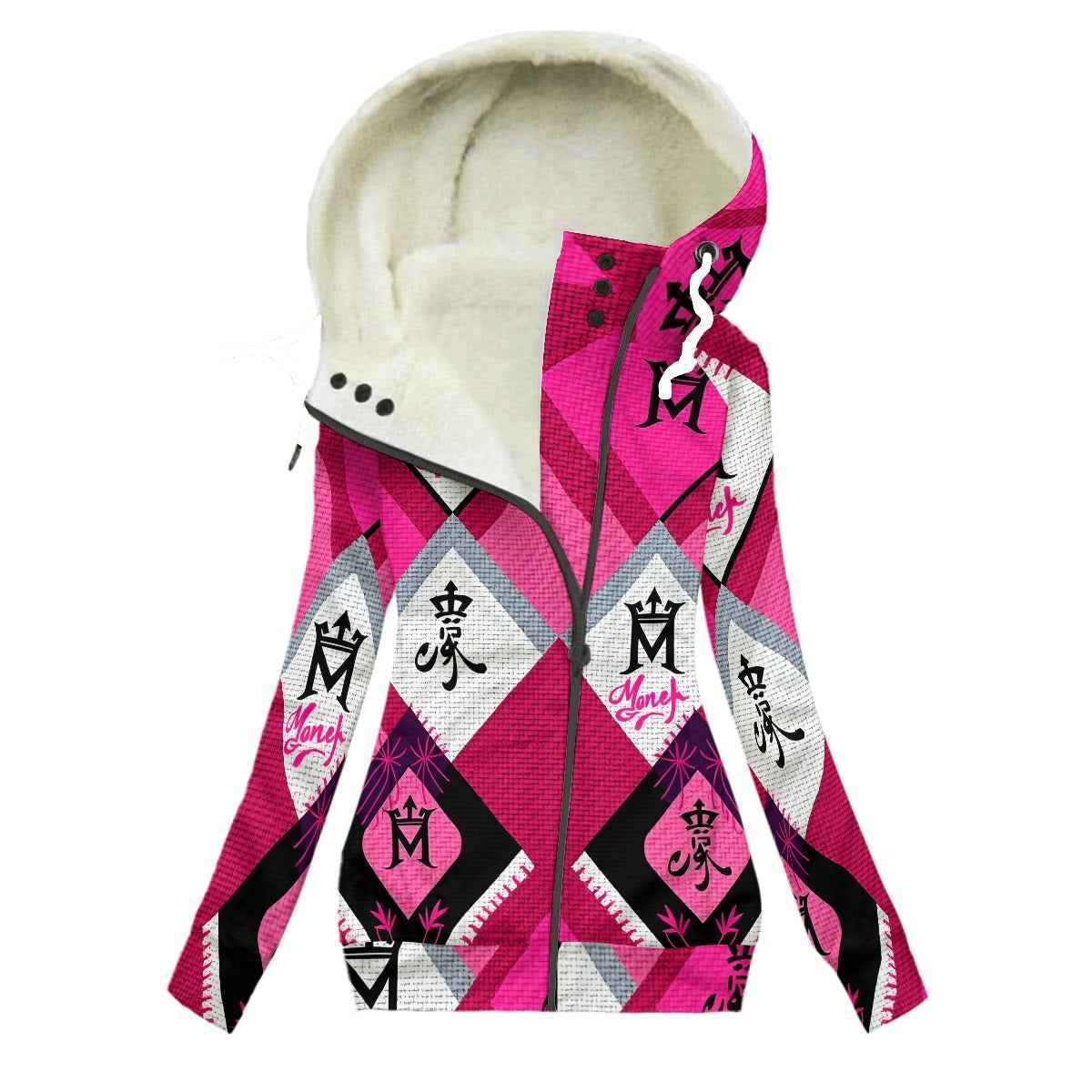 MUNSIEUR All-Over Print Women's Long Jacket With Fleece Lining New Arrivals