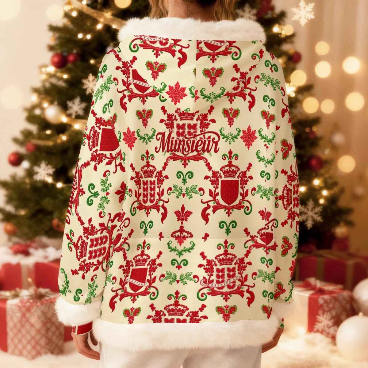 MUNSIEUR All-Over Print Women's Fleece Sweater Christmas Collection