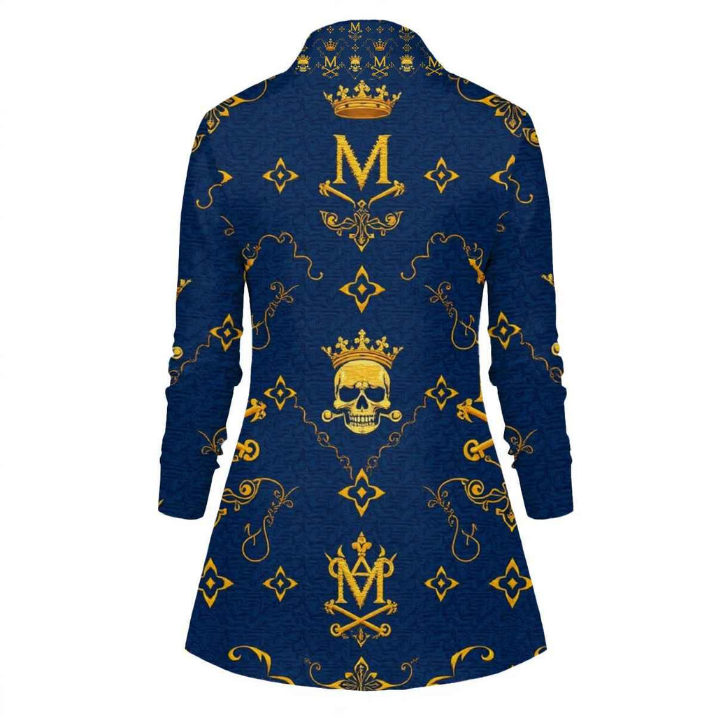 MUNSIEUR All-Over Print Women's Draped Long Sleeve Blouse