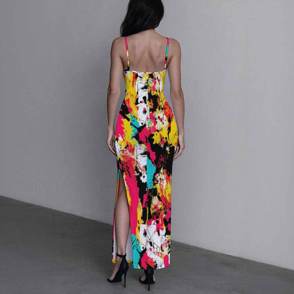 MUNSIEUR All-Over Print Women's Long Dress with Slit New Arrivals