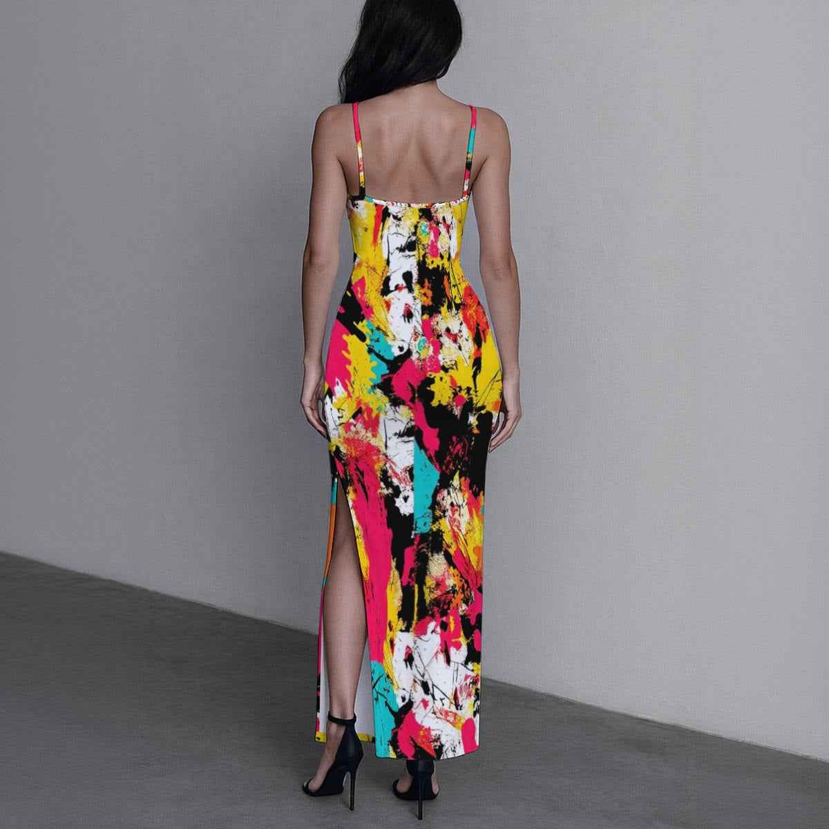 MUNSIEUR All-Over Print Women's Long Dress with Slit New Arrivals