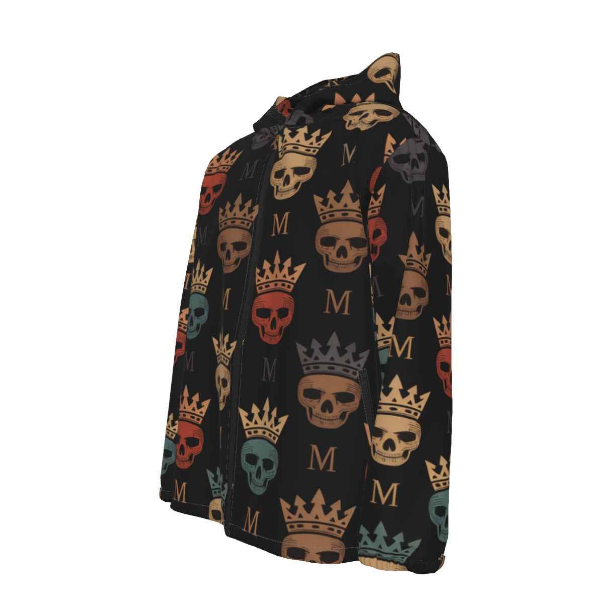 All-Over Print Men's Hooded Zipper Windbreakers Coat