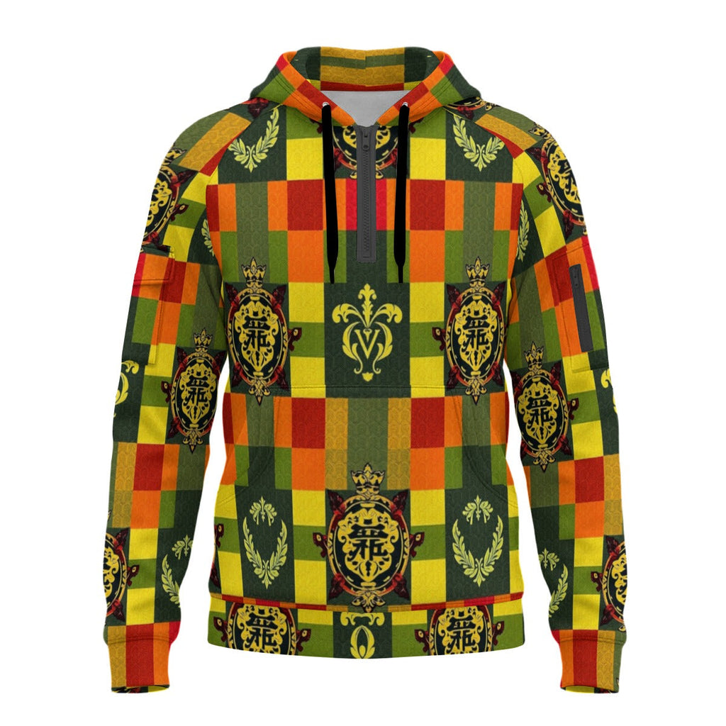 All-Over Print Men’s Fleece Half-Zip Hoodie With Arm Pockets