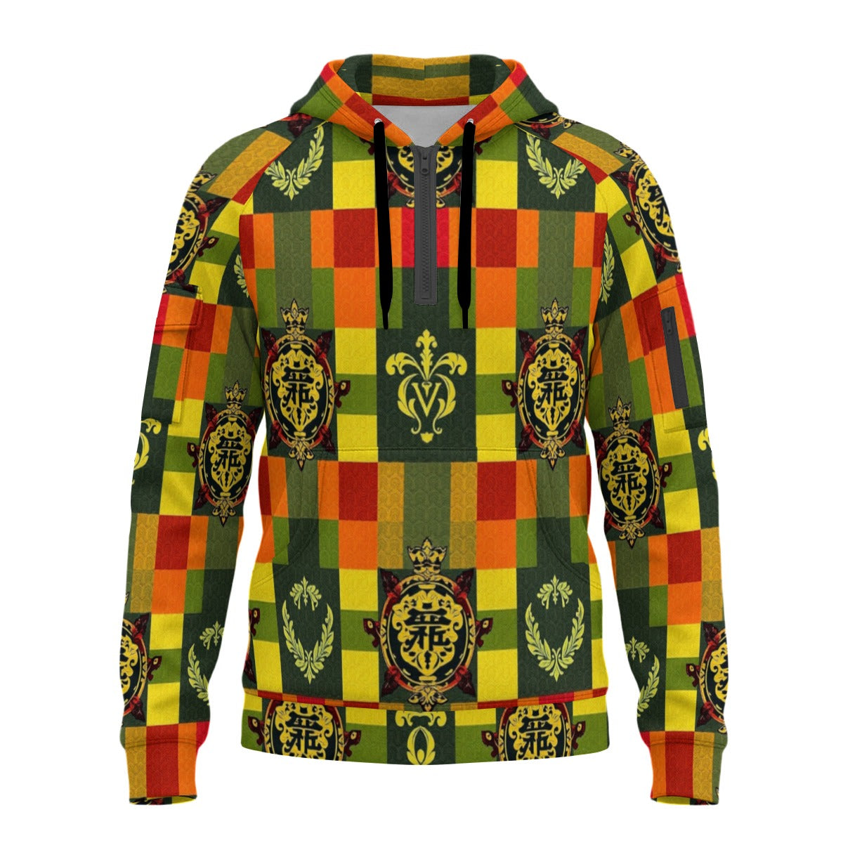 All-Over Print Men’s Fleece Half-Zip Hoodie With Arm Pockets