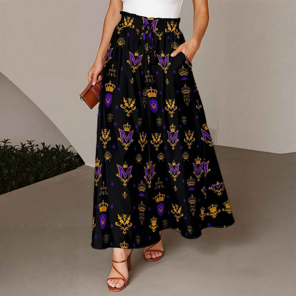 MUNSIEUR All-Over Print Women's Ruffled Wide-Leg Jeans