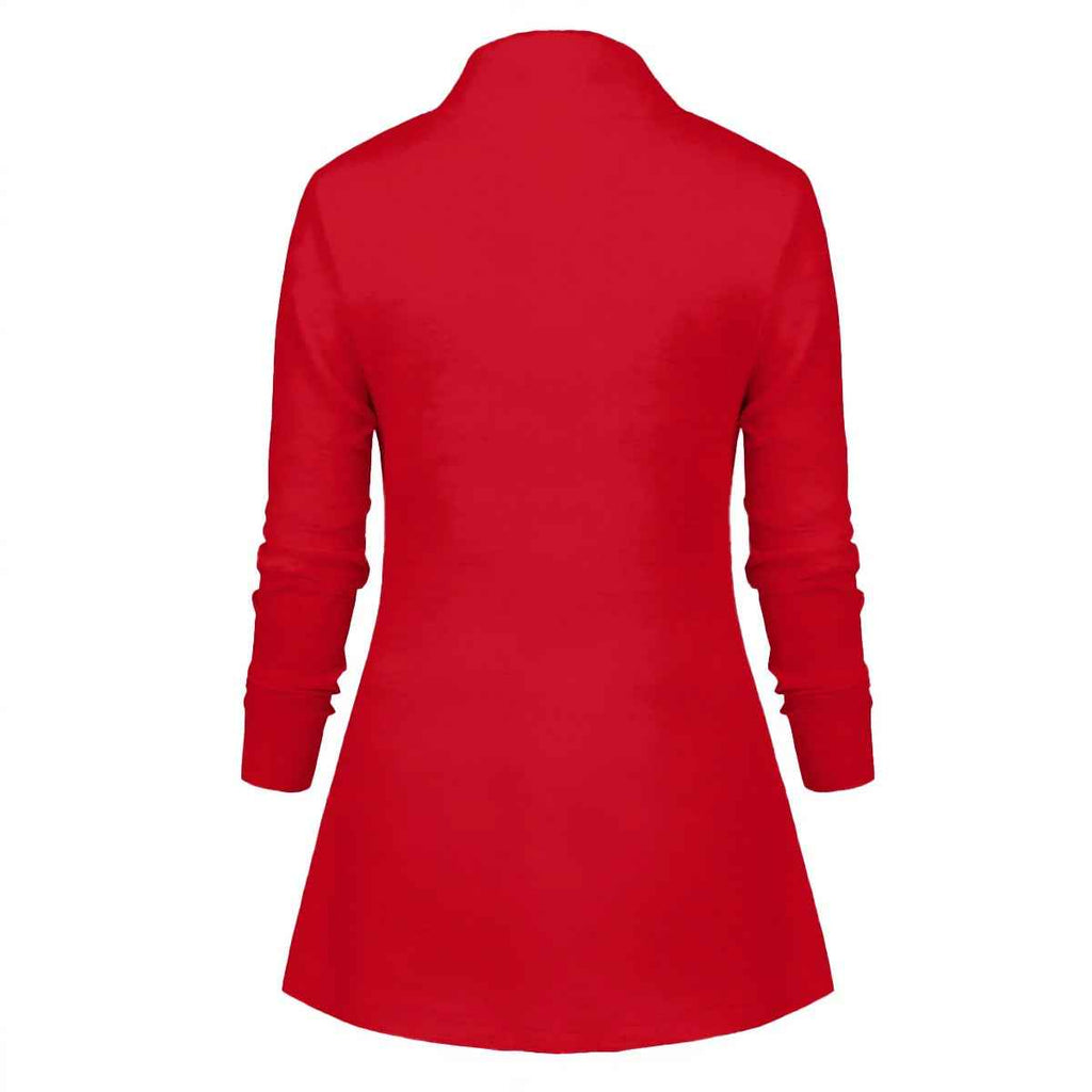 MUNSIEUR Basic Print Women's Draped Long Sleeve Blouse