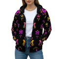 Women's Sweater MUNSIEUR All-Over Print Heavy Fleece Zip Up "Barbie"