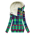 MUNSIEUR All-Over Print Women's Long Jacket With Fleece Lining — Multicolor