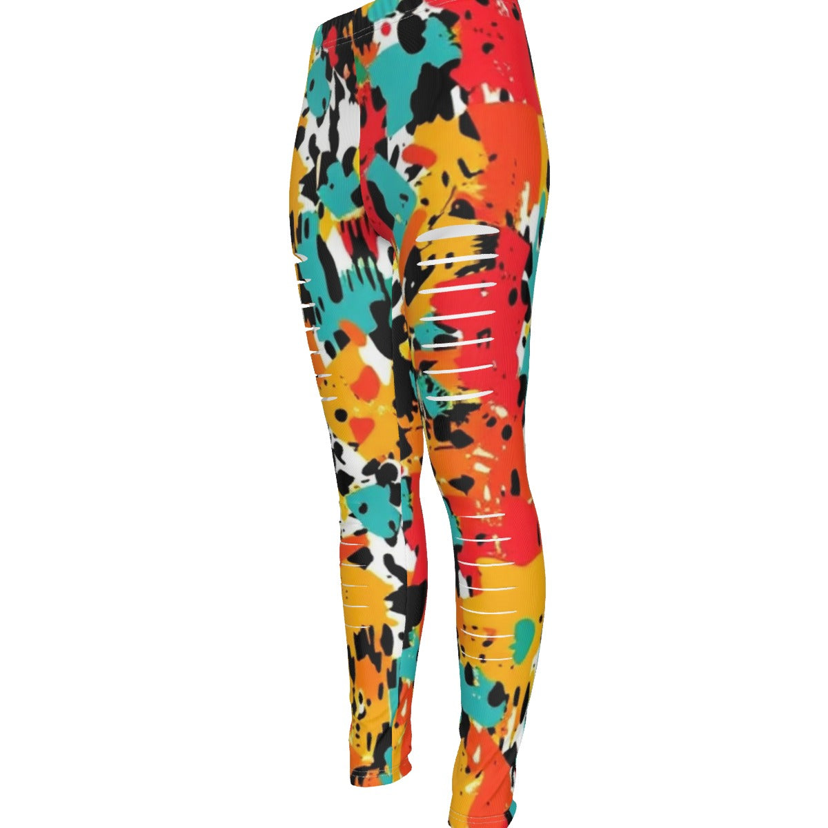 MUNSIEUR All-Over Print Women's Ripped Leggings New Arrivals