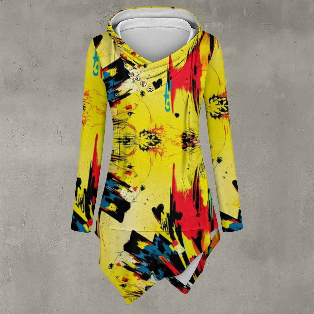 MUNSIEUR All-Over Print Women's Asymmetric Hem Sweater