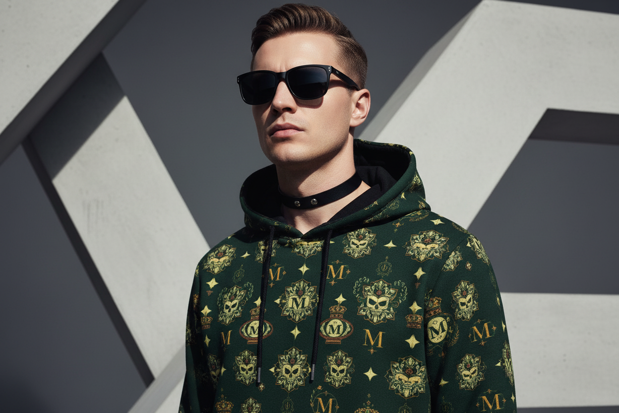 Men's Zip Up Hoodie - All-Over Print with Pocket