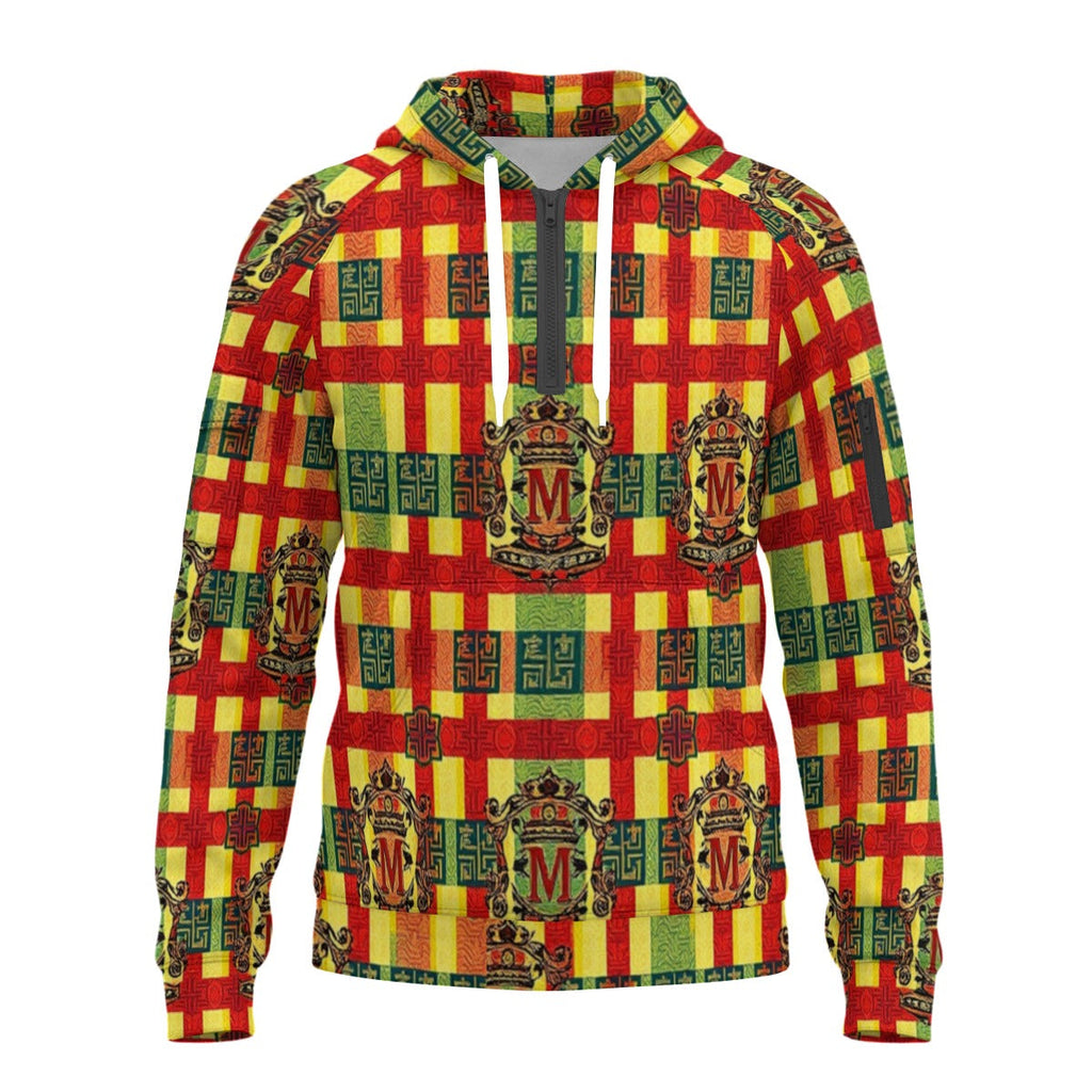 All-Over Print Men’s Fleece Half-Zip Hoodie With Arm Pockets