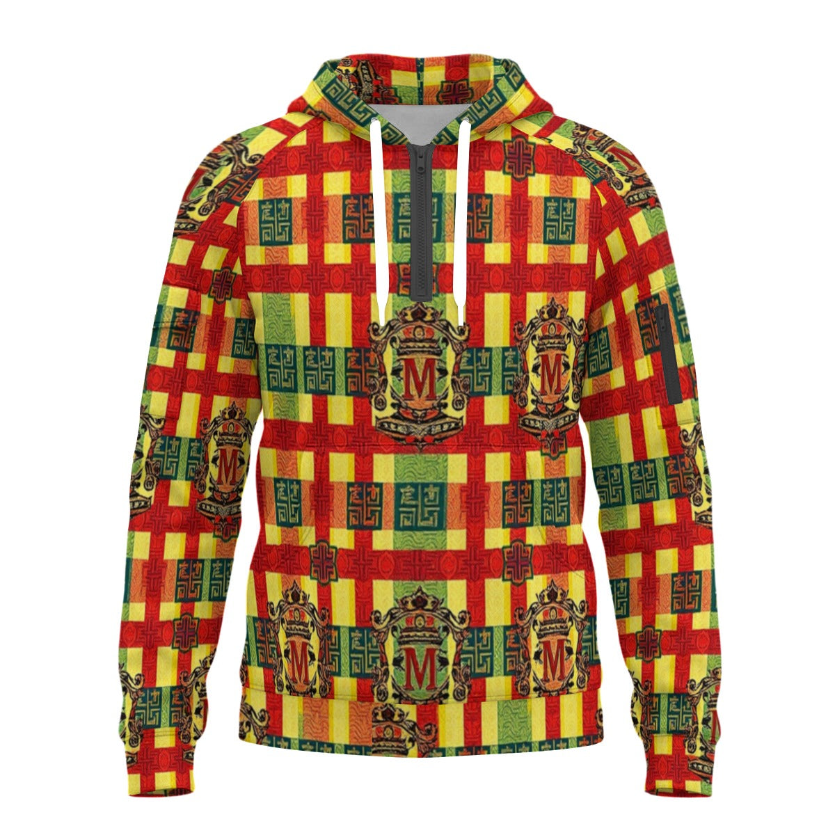 All-Over Print Men’s Fleece Half-Zip Hoodie With Arm Pockets