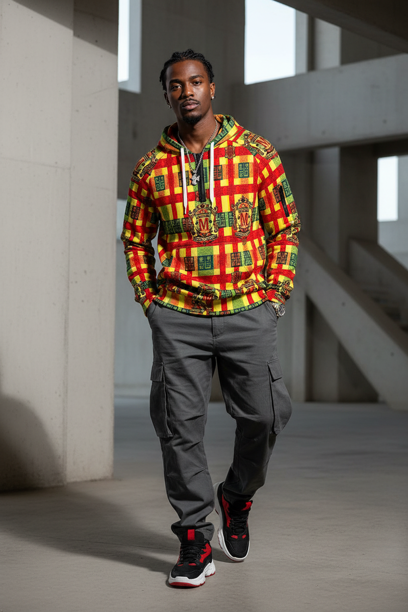 All-Over Print Men’s Fleece Half-Zip Hoodie With Arm Pockets