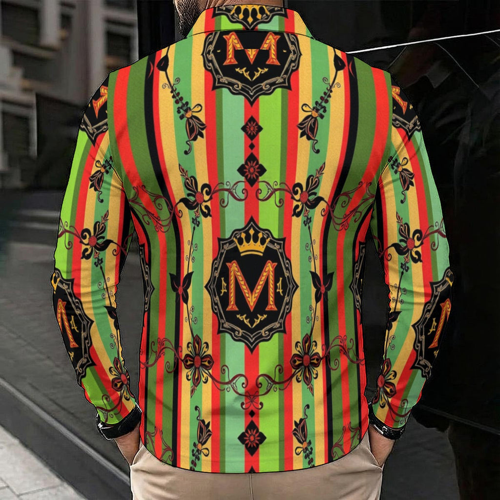 All-Over Print Men's Polo Long Sleeve Tee