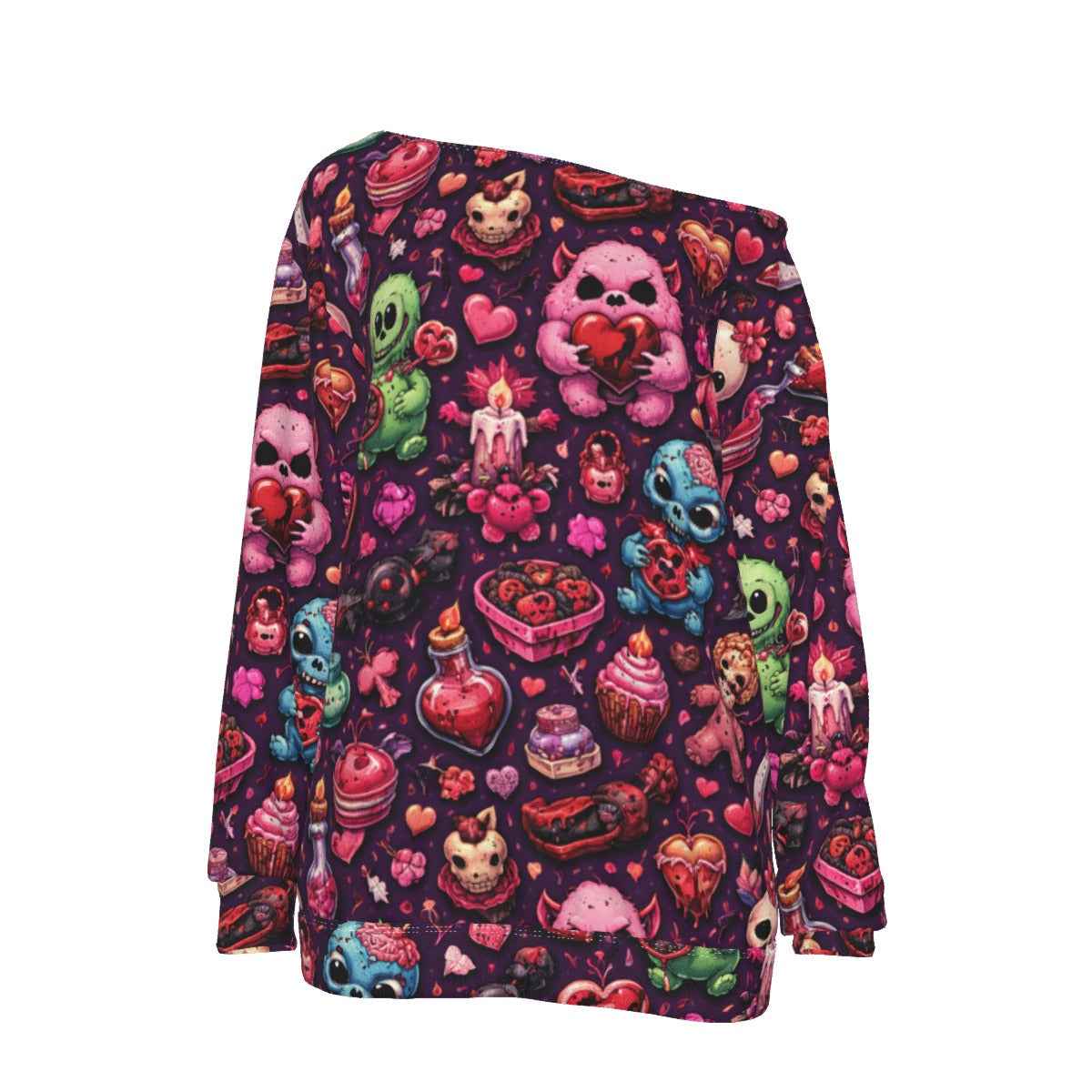 MUNSIEUR All-Over Print Women's Off-Shoulder Sweatshirt Valentine's Day Gift Bleeding Collection New Arrivals