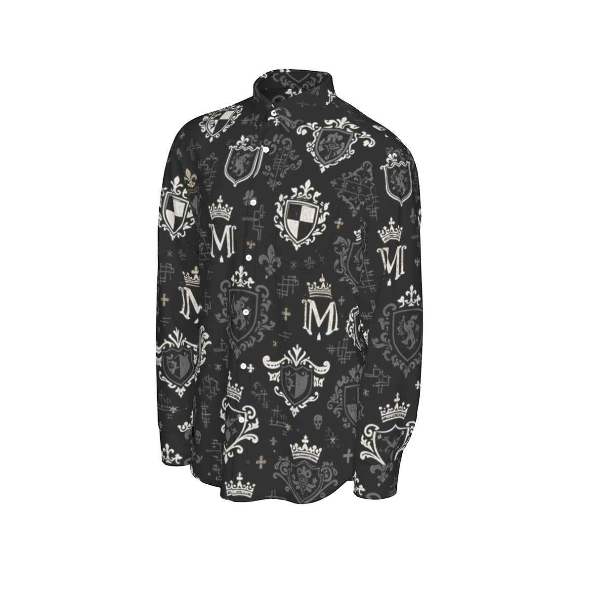 MUNSIEUR All-Over Print Men's Long Sleeve Tee - Premium Cotton Poplin