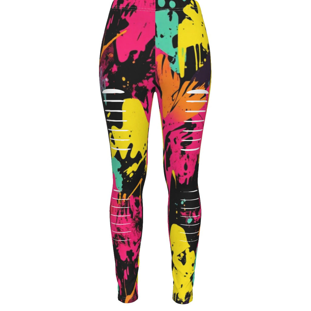 MUNSIEUR All-Over Print Women's Ripped Leggings