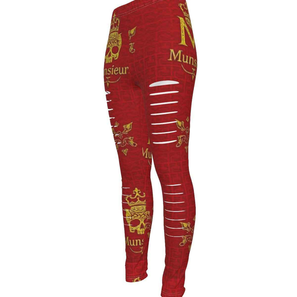 MUNSIEUR All-Over Print Women's Ripped Leggings
