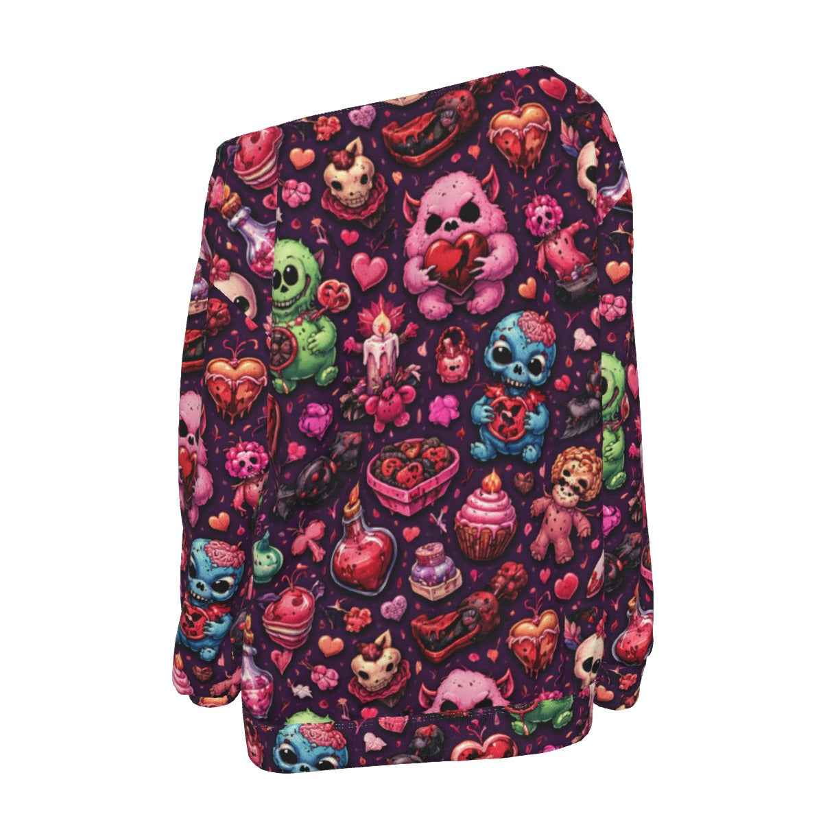 MUNSIEUR All-Over Print Women's Off-Shoulder Sweatshirt Valentine's Day Gift Bleeding Collection New Arrivals