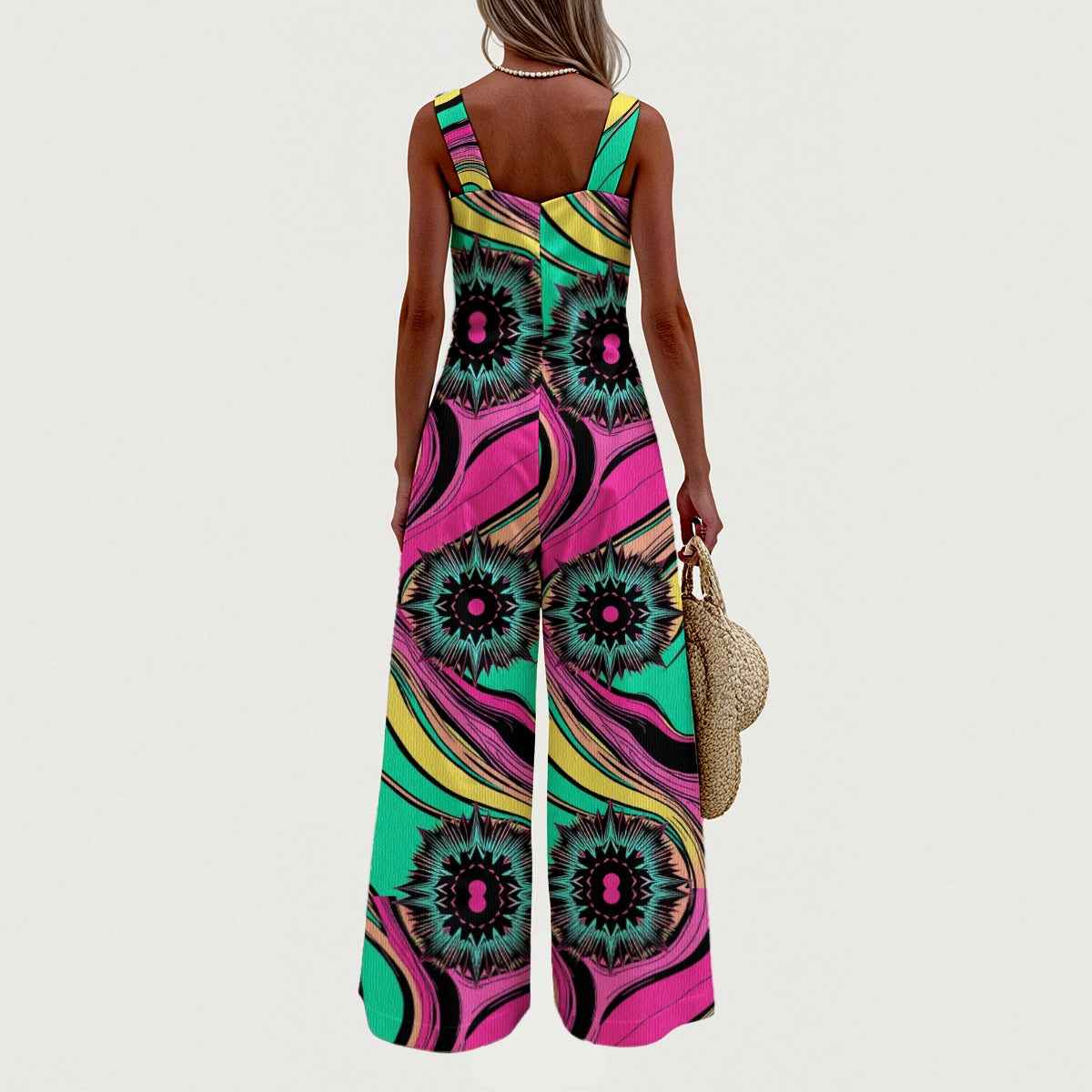 MUNSIEUR All-Over Print Women's Wide-Leg Jumpsuit