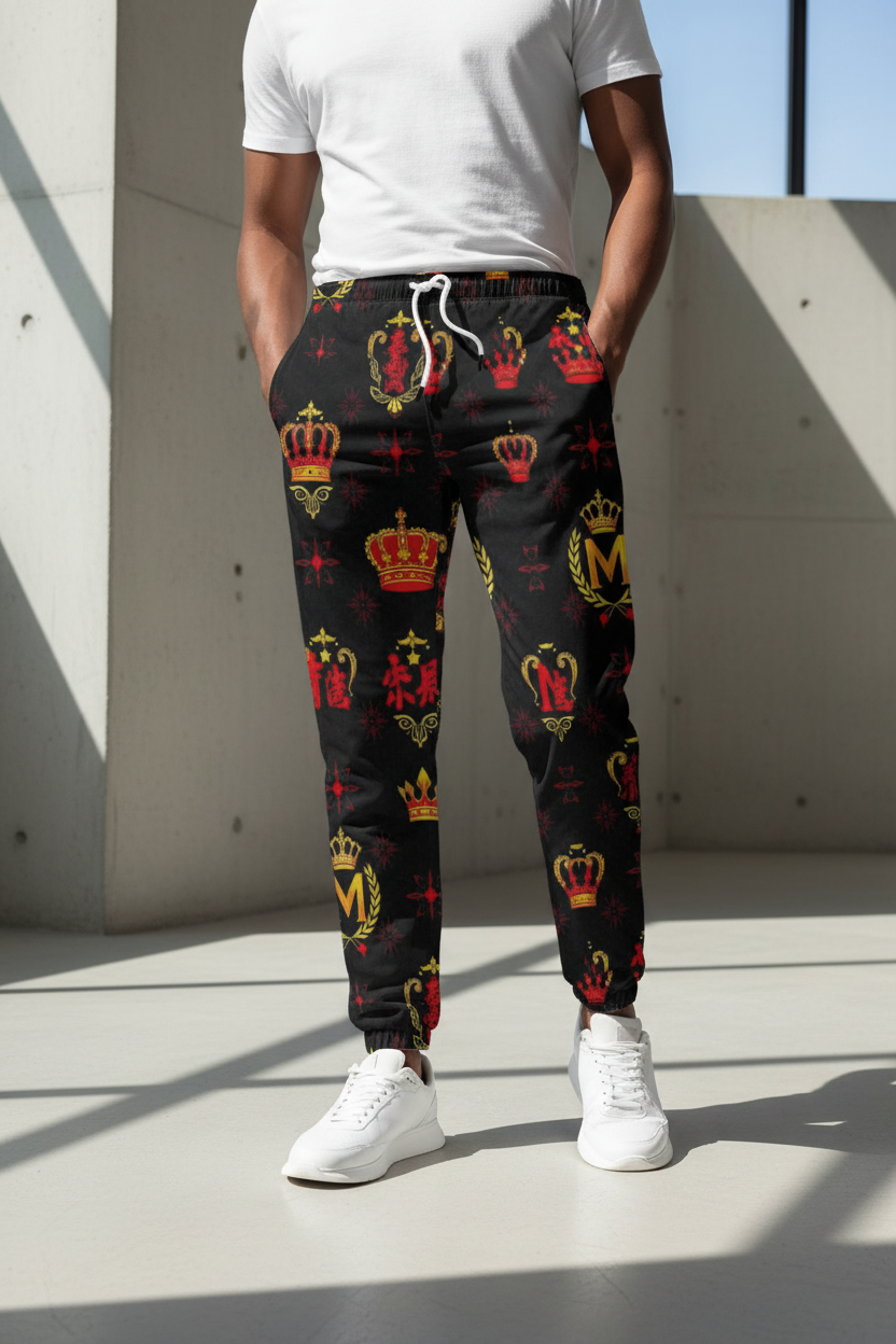 Men's Cotton Joggers - All-Over Print for Athleisure