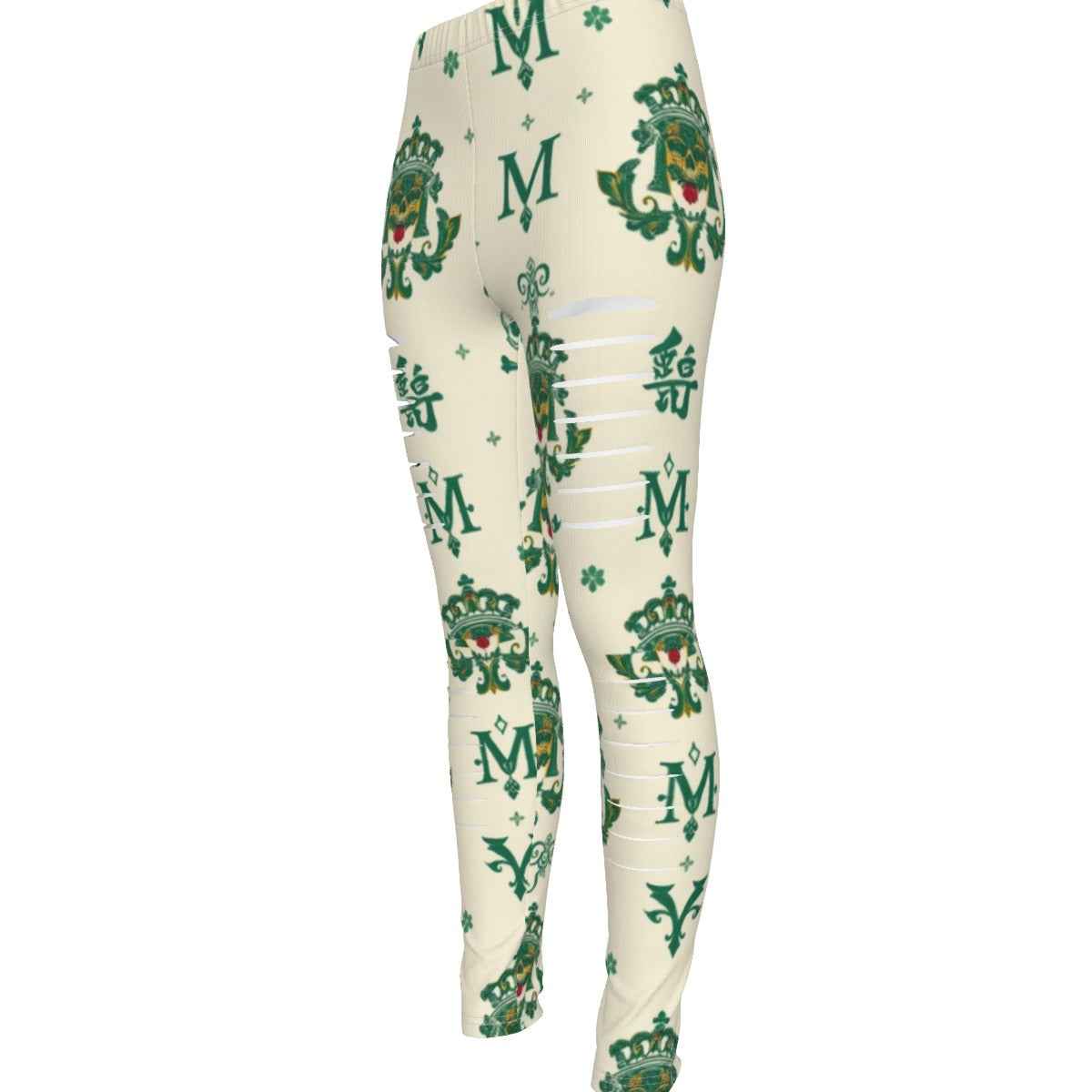 MUNSIEUR All-Over Print Women's Ripped Leggings