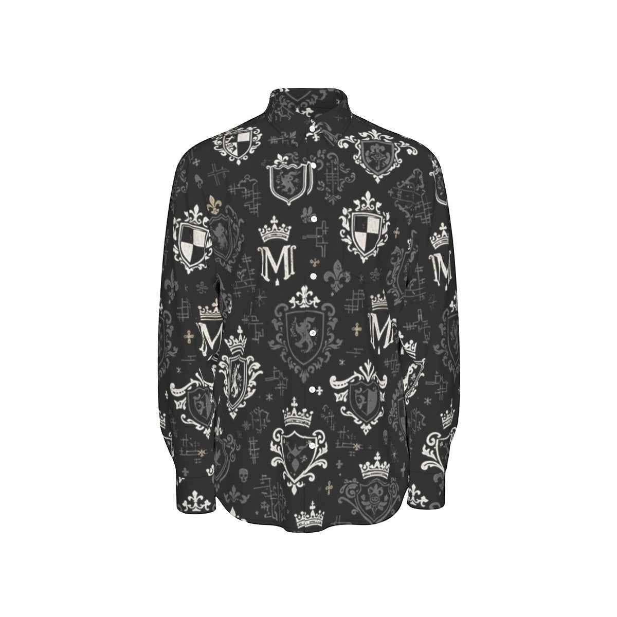MUNSIEUR All-Over Print Men's Long Sleeve Tee - Premium Cotton Poplin