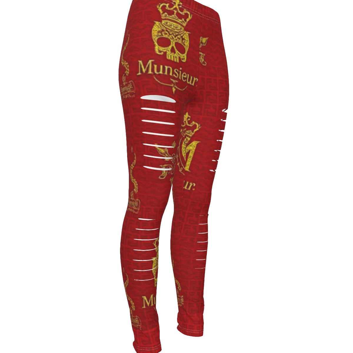 MUNSIEUR All-Over Print Women's Ripped Leggings
