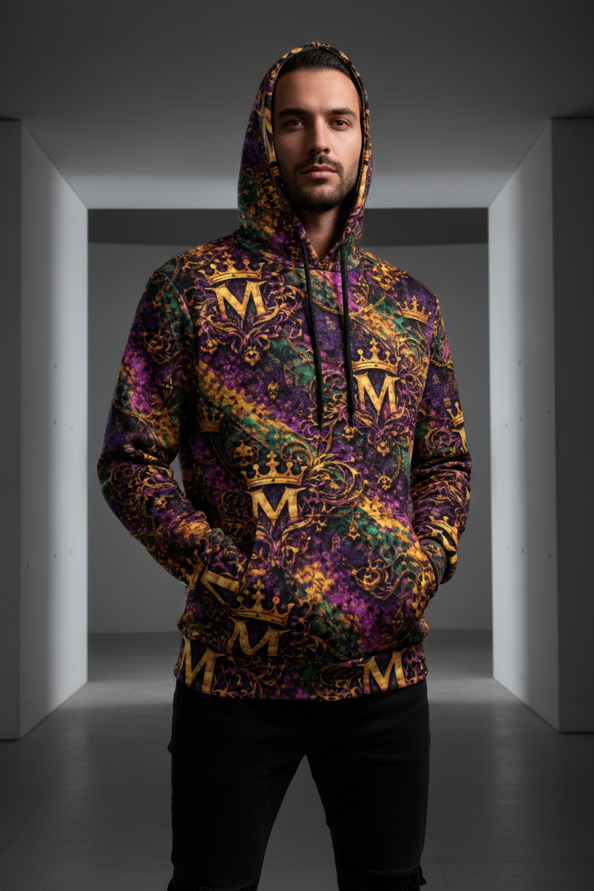 Men's Mardi Gras Hoodie - All-Over Print Pullover | MUNSIEUR