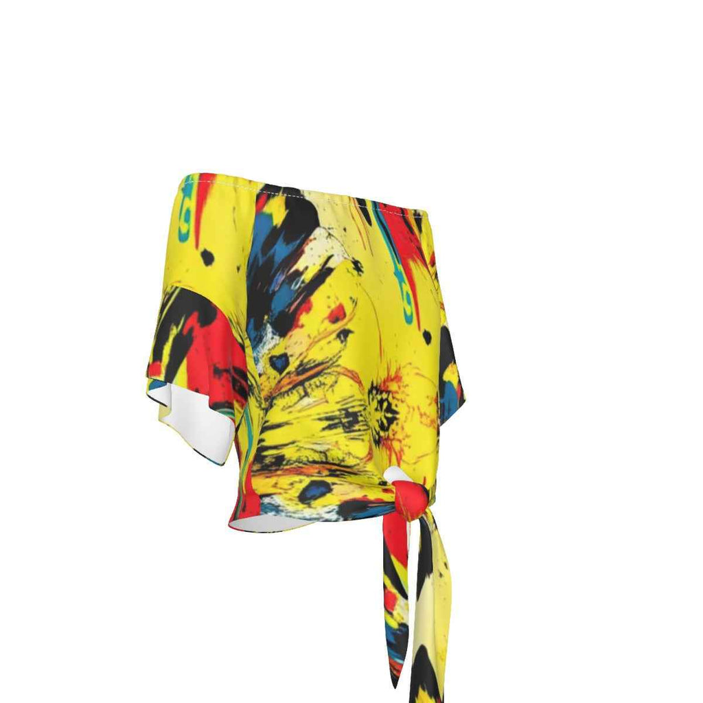MUNSIEUR All-Over Print Women's One-shoulder Blouse