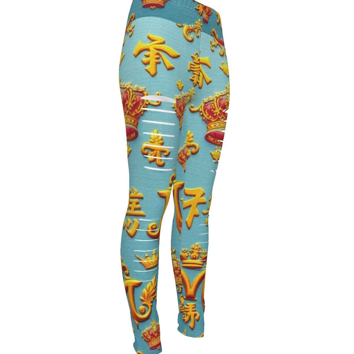 MUNSIEUR All-Over Print Women's Ripped Leggings