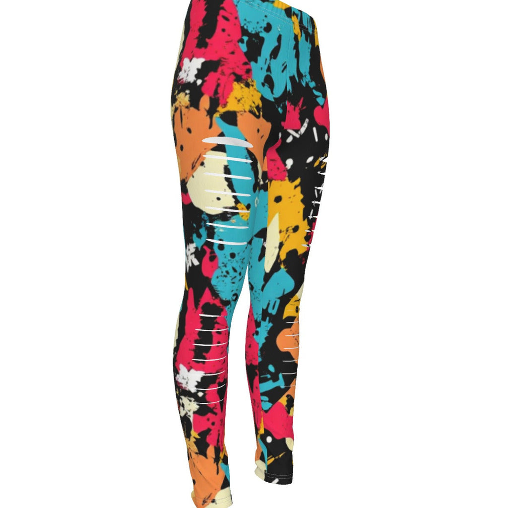 MUNSIEUR All-Over Print Women's Ripped Leggings