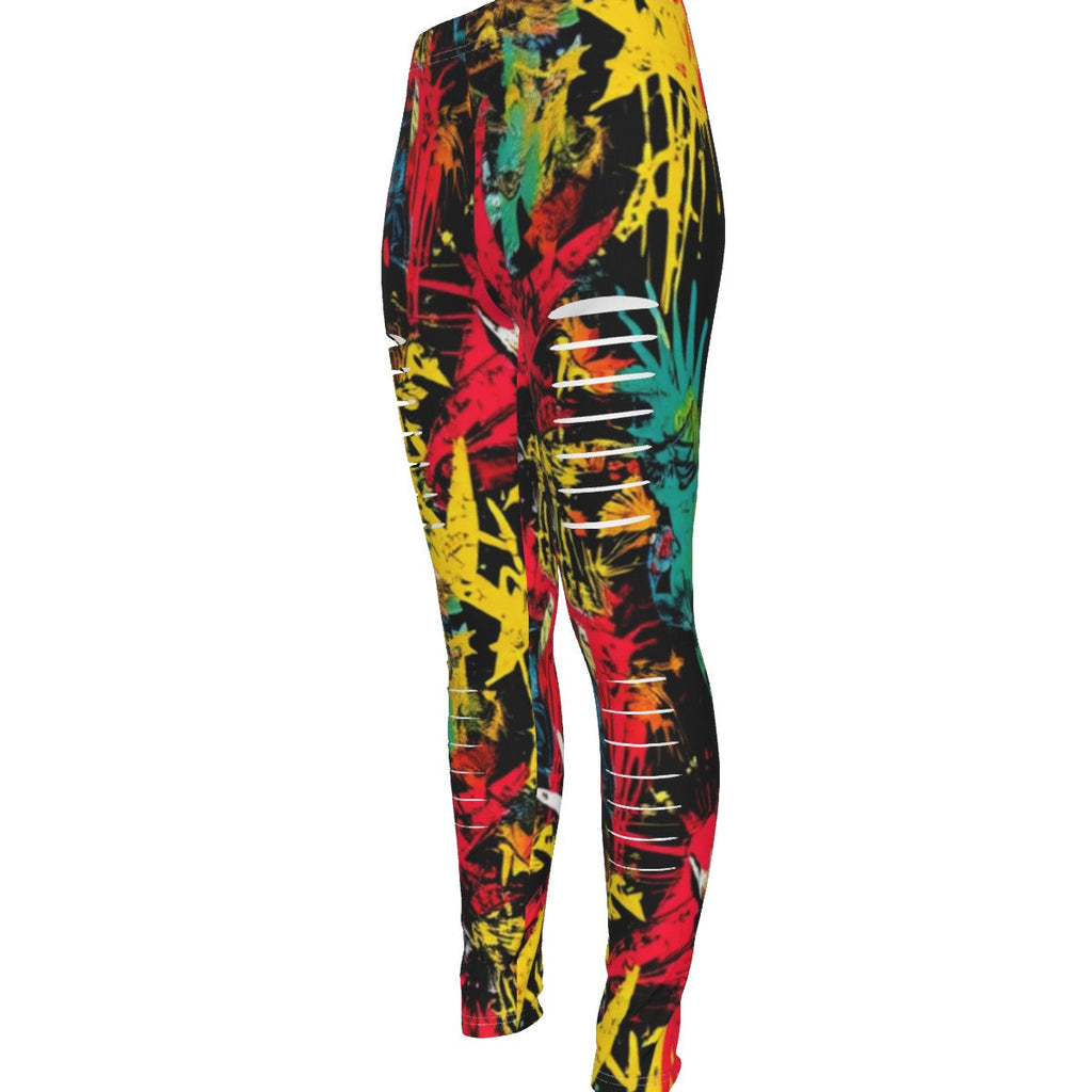 MUNSIEUR All-Over Print Women's Ripped Leggings