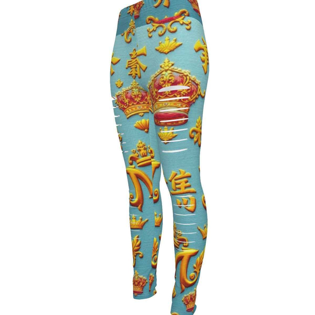 MUNSIEUR All-Over Print Women's Ripped Leggings