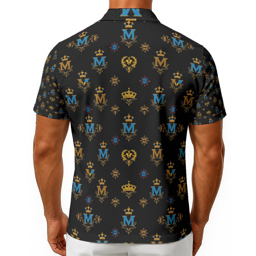 Munsieur All-Over Print Men's Hawaiian Tee With Buttons