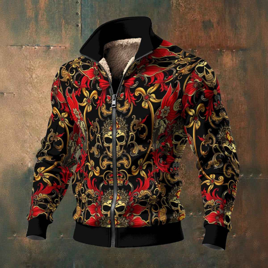 MUNSIEUR All-Over Print Men's Thick Knit Fleece Coat New Arrivals