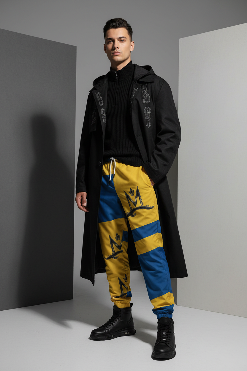 Yellow 310GSM All-Over Print Joggers – Heavy Cotton | MUNSIEUR