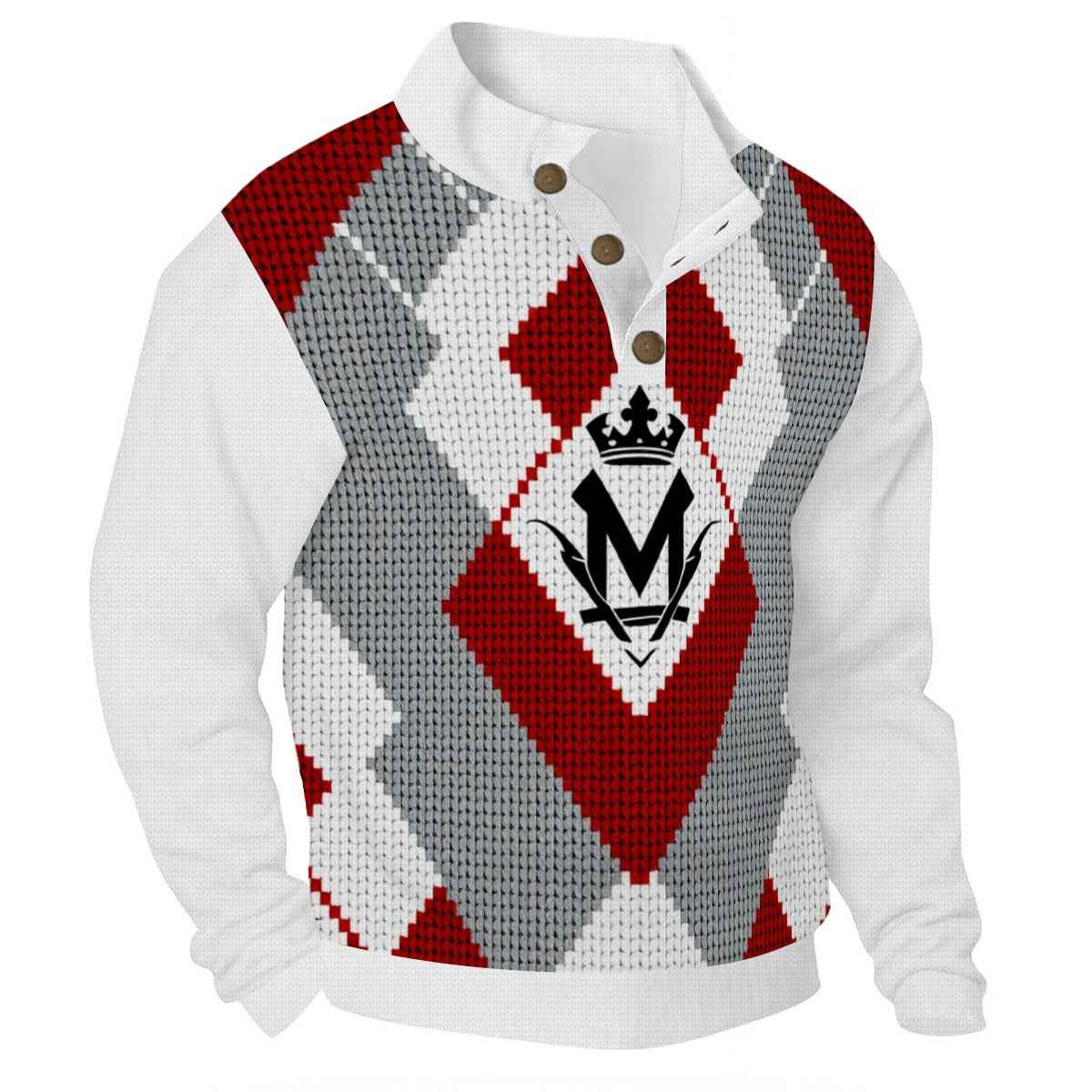 Men's Quarter Button Hoodie - All-Over Print Pullover
