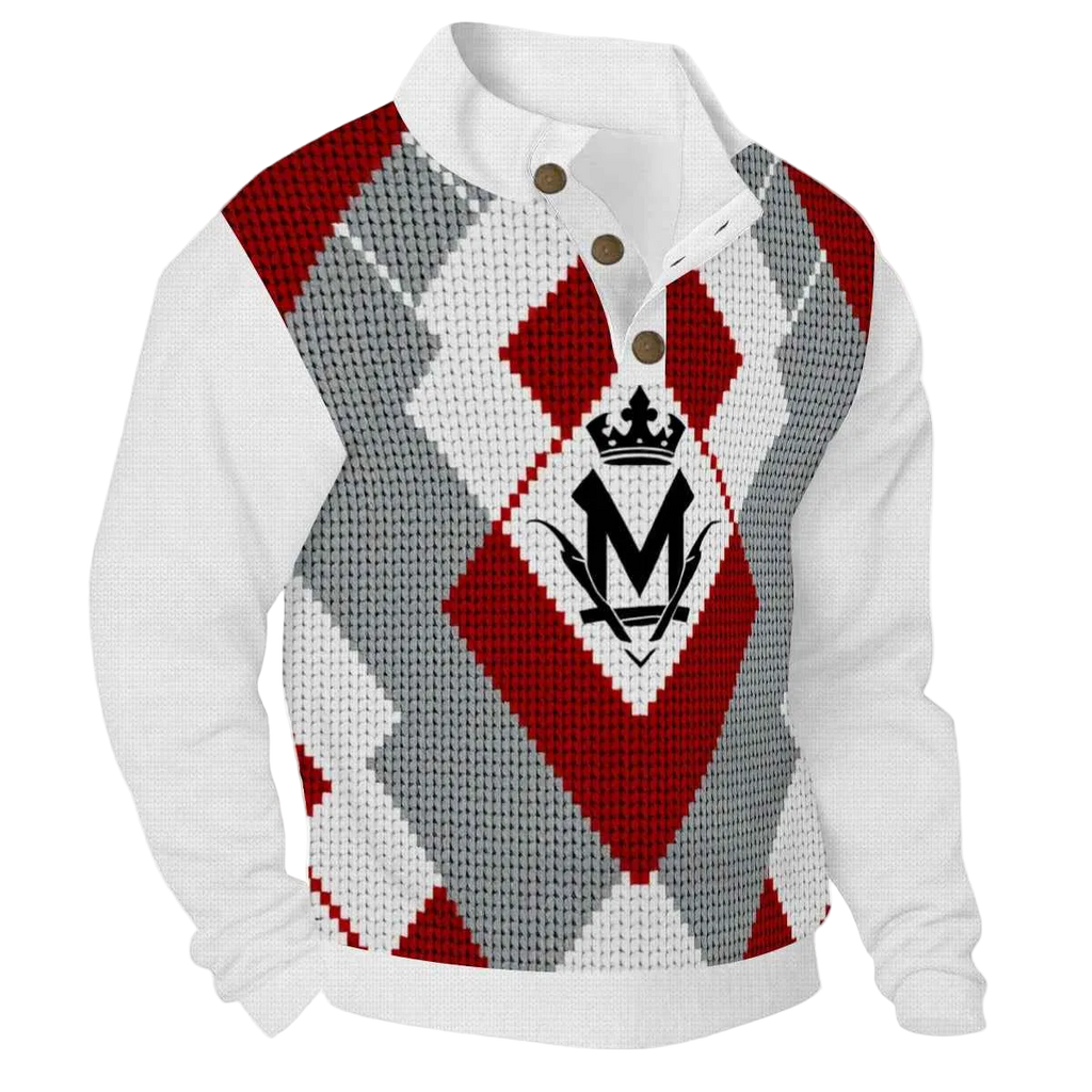 Men's Quarter Button Hoodie - All-Over Print Pullover